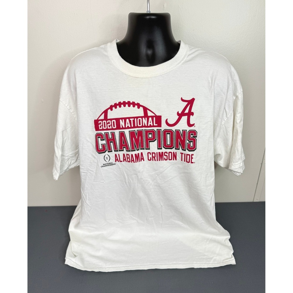 Hanes Beefy T Men's AL 2020 Champions Cotton Crew Neck T-Shirt White 2XL
